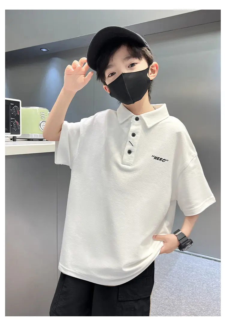 Children's Boys Polo Shirt Black Short Sleeve Summer 2026 — feature 18