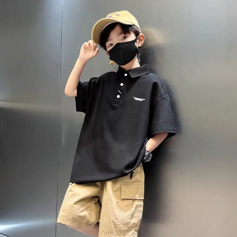 Children's Boys Polo Shirt Black Short Sleeve Summer 2026 - Image 2