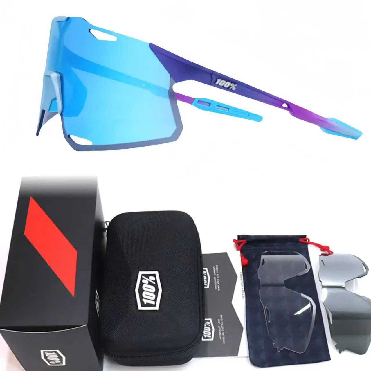 Three-Lens Outdoor Sunglasses Blue Mountain Bike Goggles