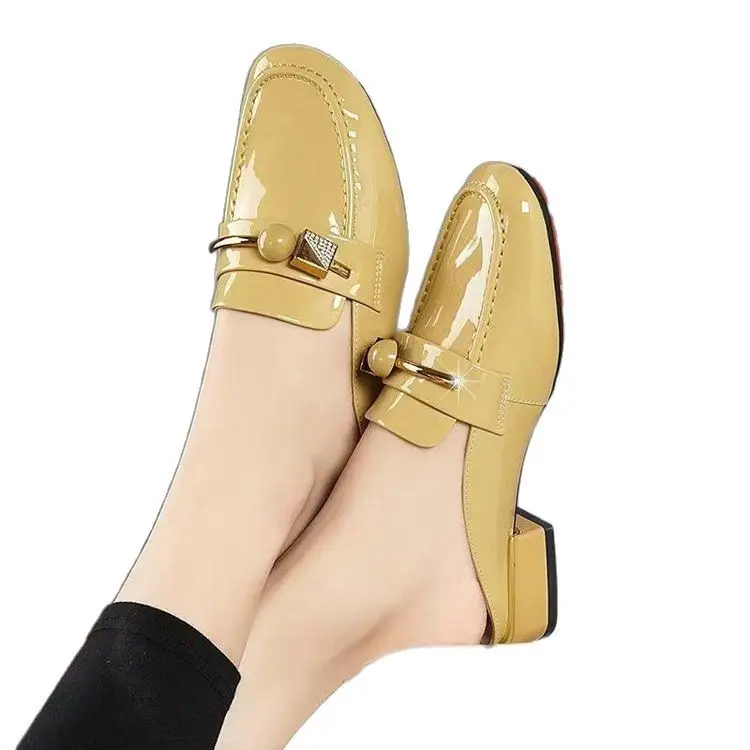 2025 Summer New Sandals and Slippers Women's Baotou One-Thread Shops for Outer Wear Mid-Heel Fashionable Rhinestone Soft Bottom All-Match Half-Slippers - Image 8