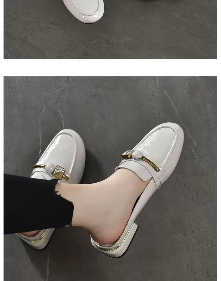 2025 Summer New Sandals and Slippers Women's Baotou One-Thread Shops for Outer Wear Mid-Heel Fashionable Rhinestone Soft Bottom All-Match Half-Slippers — feature 5