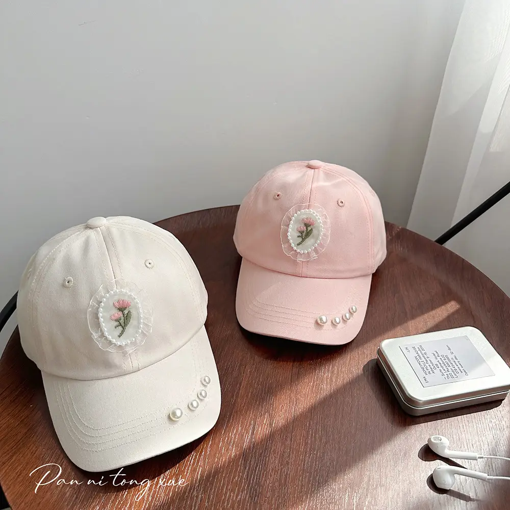 Pearl Embroidered Baseball Caps for Girls in Fresh Colors — feature 25