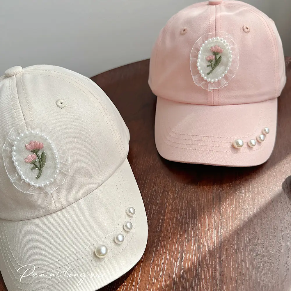 Pearl Embroidered Baseball Caps for Girls in Fresh Colors — feature 26