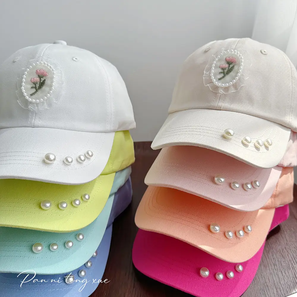 Pearl Embroidered Baseball Caps for Girls in Fresh Colors — feature 27