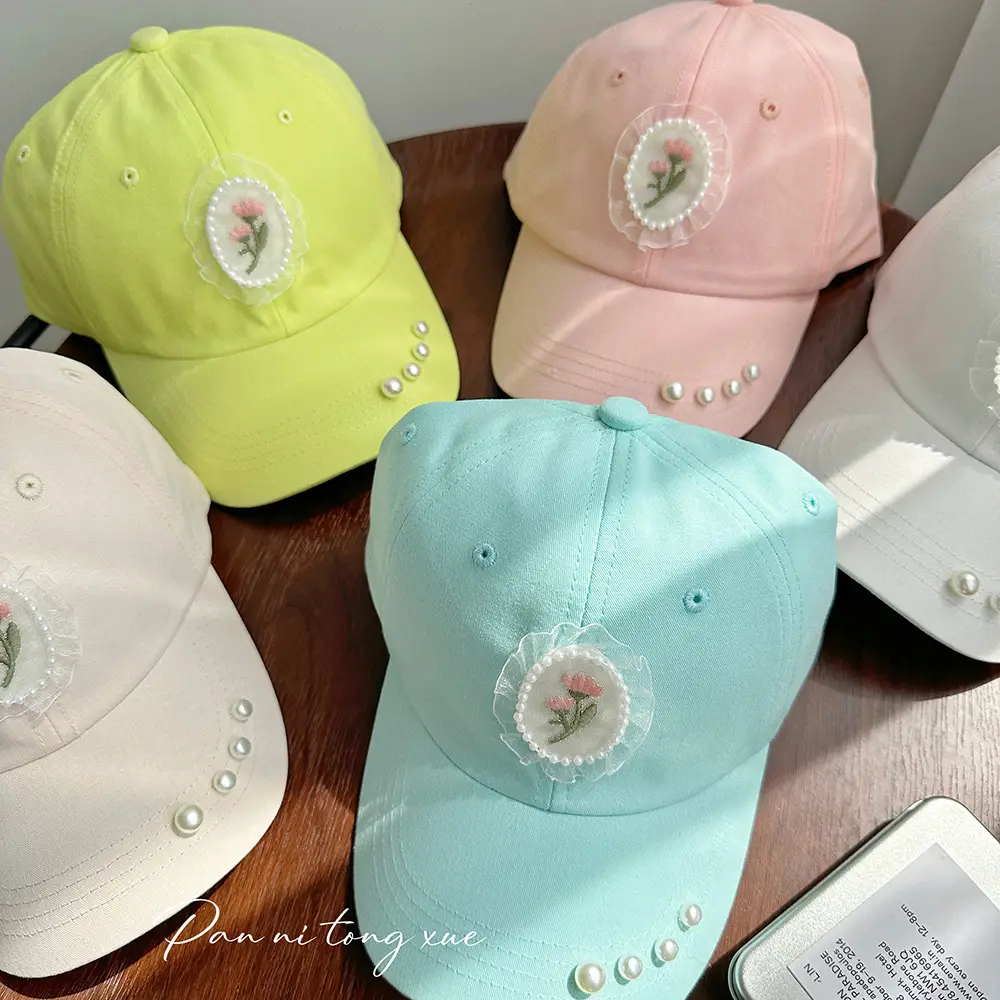 Pearl Embroidered Baseball Caps for Girls in Fresh Colors — feature 29