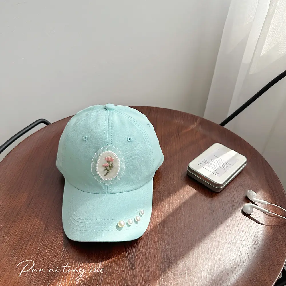 Pearl Embroidered Baseball Caps for Girls in Fresh Colors — feature 39
