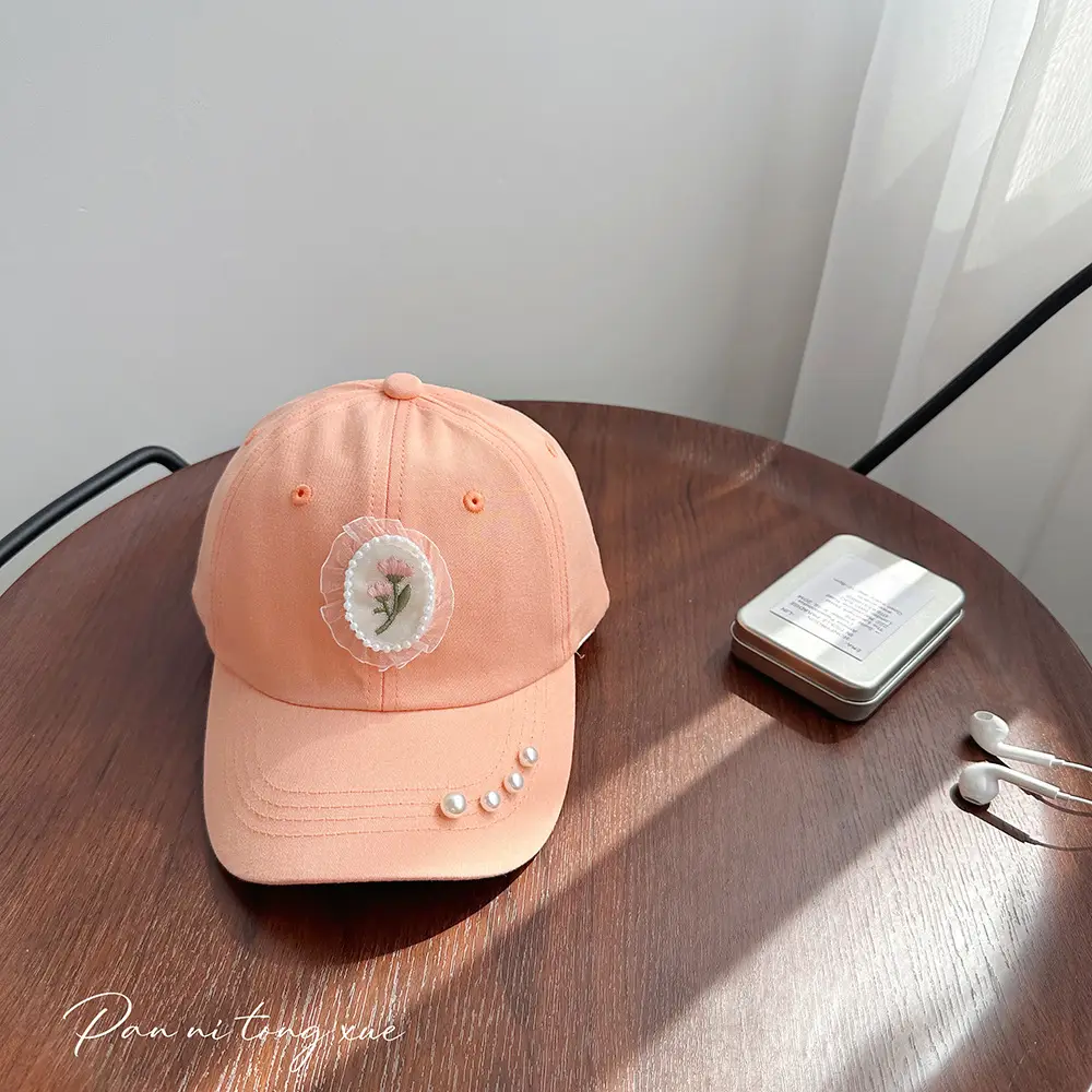 Pearl Embroidered Baseball Caps for Girls in Fresh Colors — feature 37