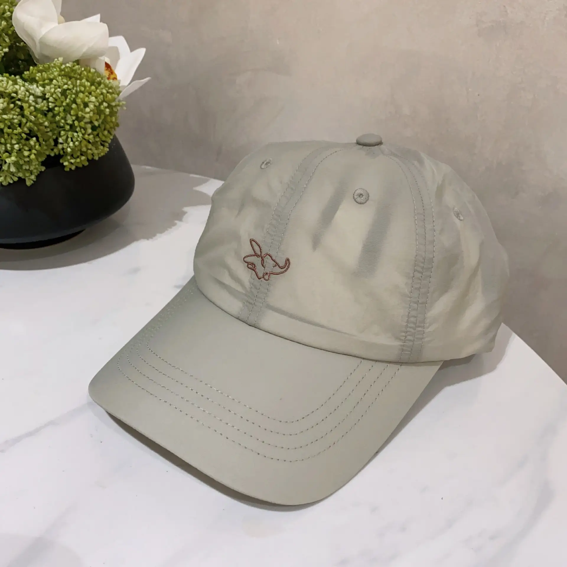 White Embroidered Dumbo Cap for Men Women