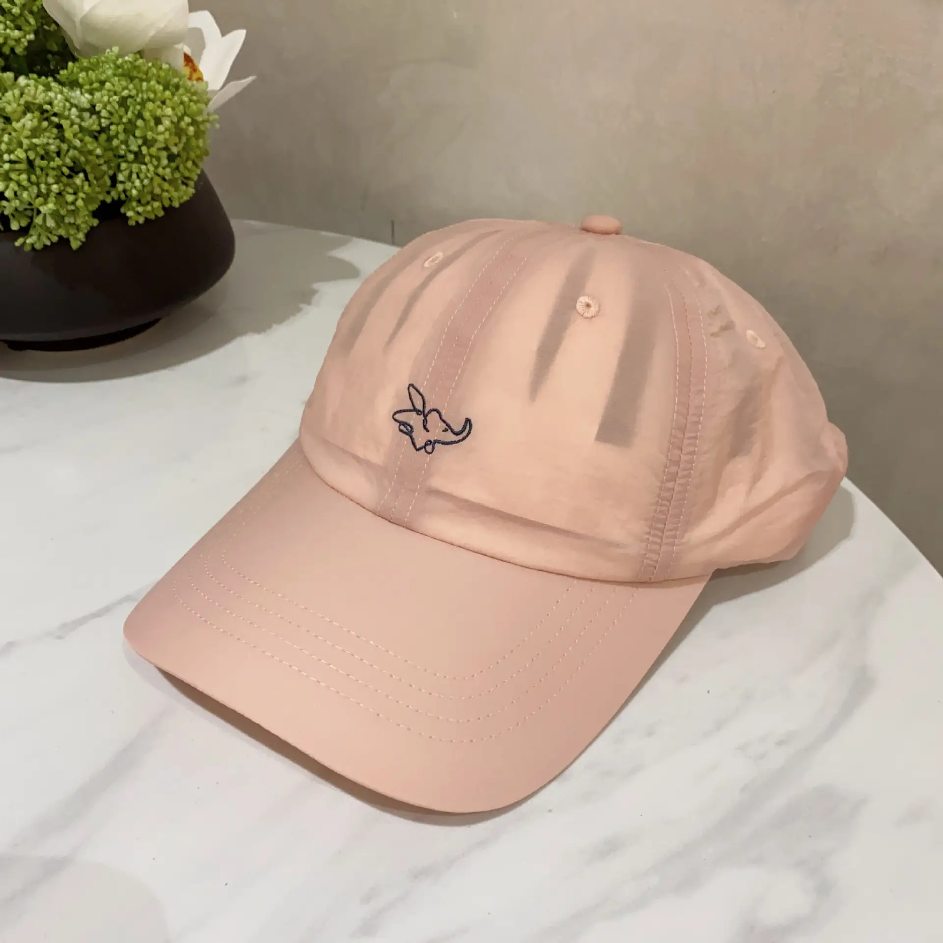 White Embroidered Dumbo Cap for Men Women