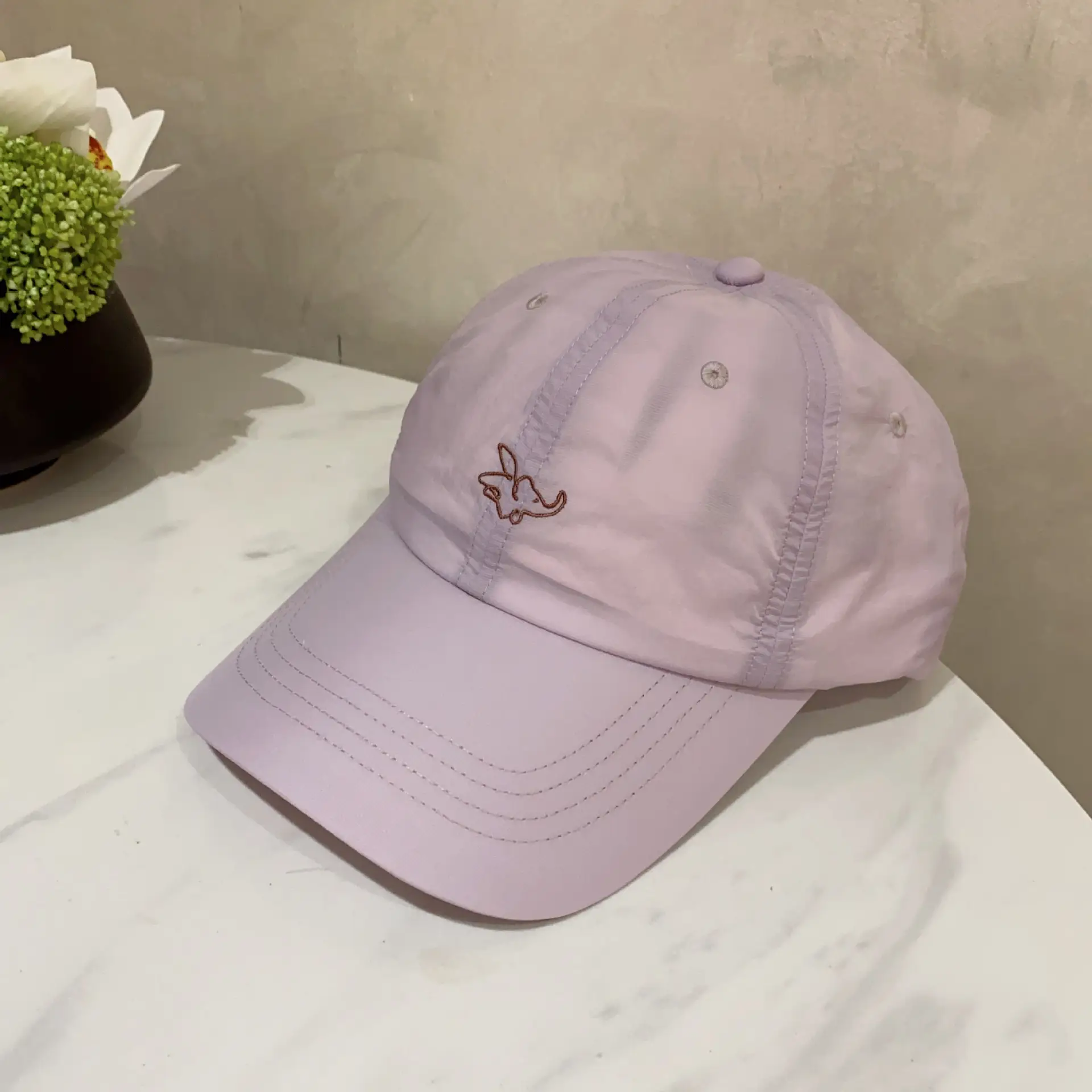 White Embroidered Dumbo Cap for Men Women