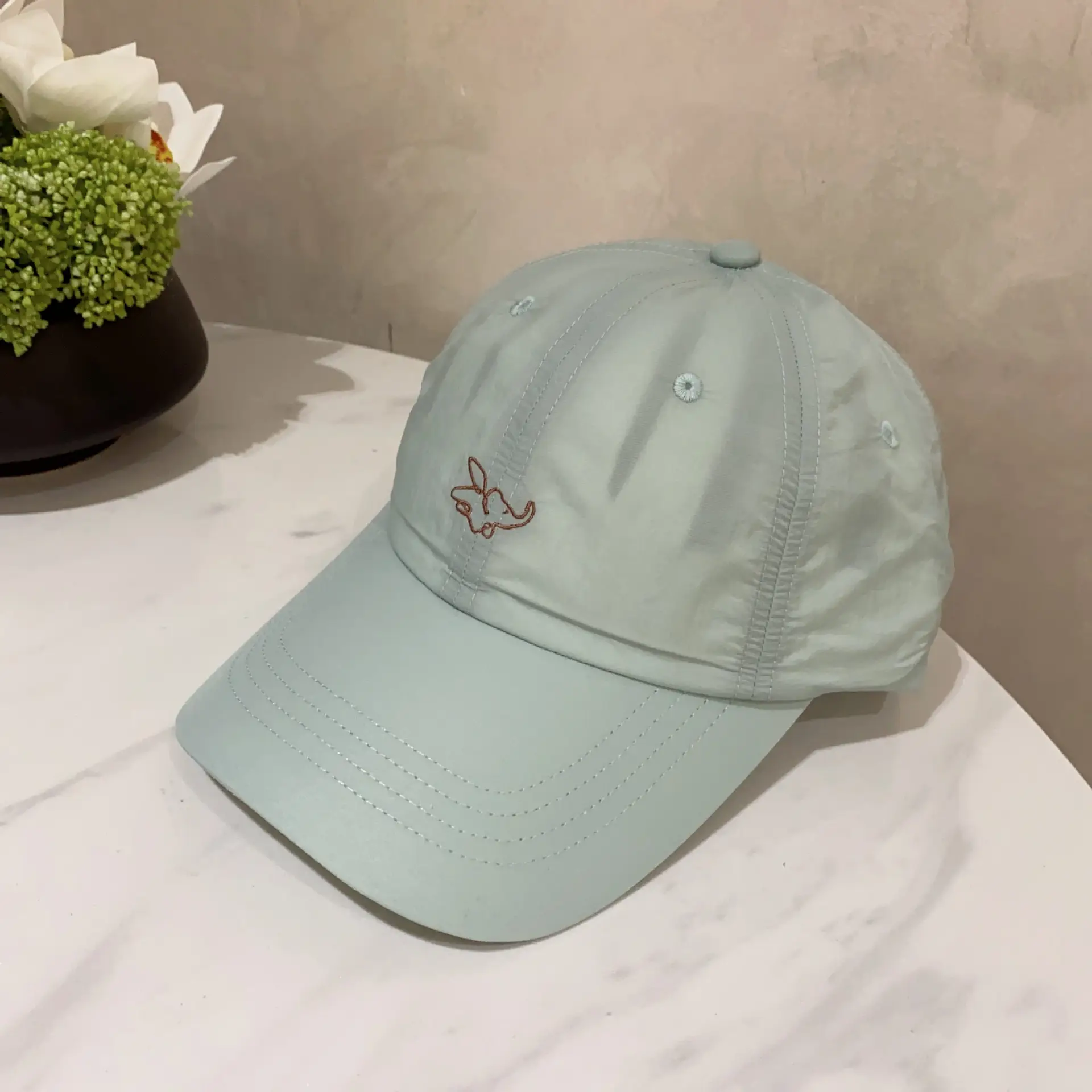 White Embroidered Dumbo Cap for Men Women