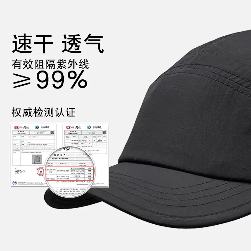 Japanese Style Waterproof Baseball Cap Black Lightweight Breathable
