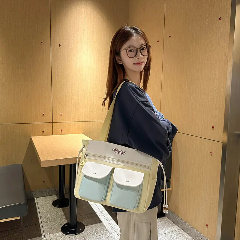 Cute Pink & Beige Shoulder Bag for Students & Travel