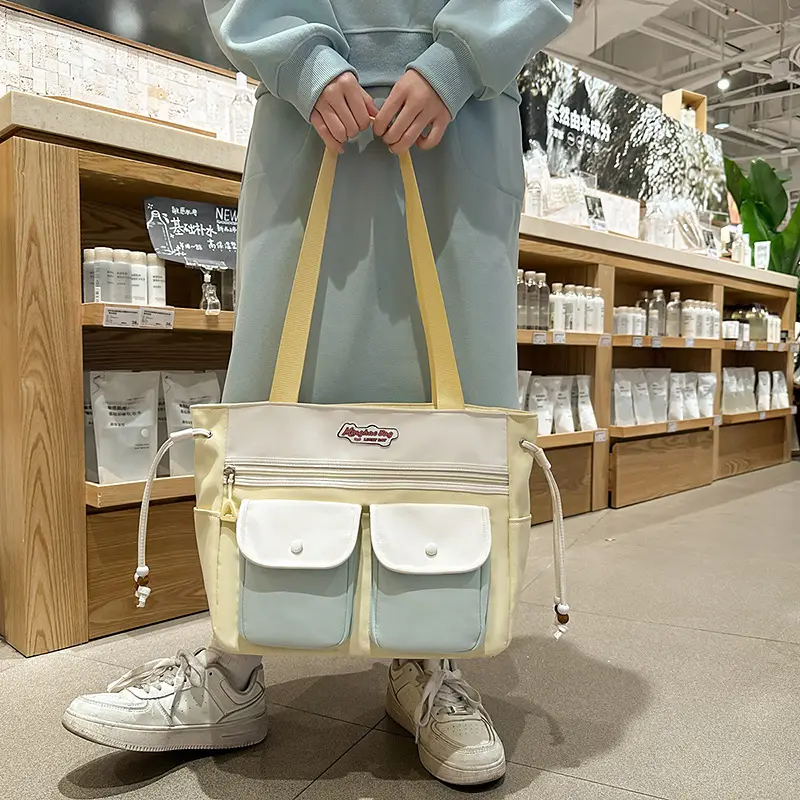 Cute Pink & Beige Shoulder Bag for Students & Travel