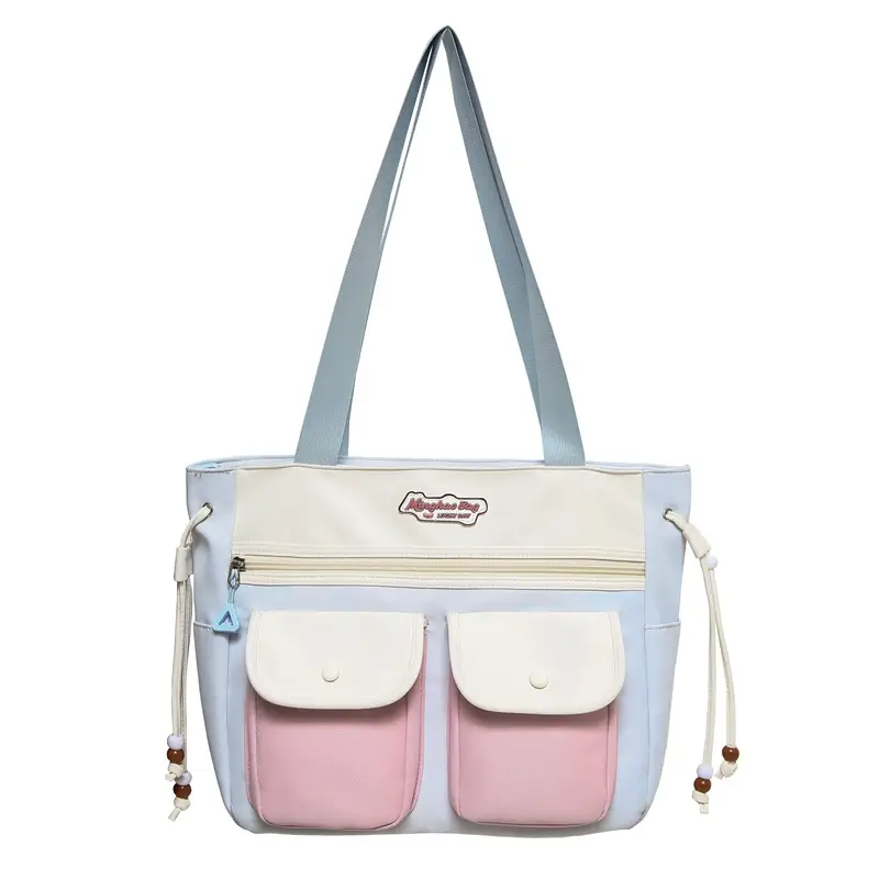 Cute Pink & Beige Shoulder Bag for Students & Travel