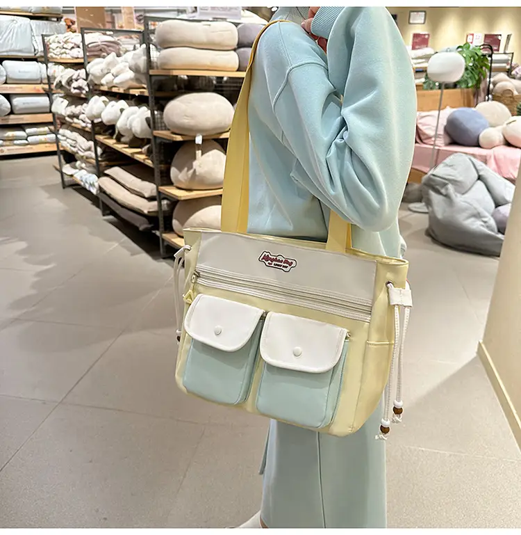 Cute Pink & Beige Shoulder Bag for Students & Travel — feature 17