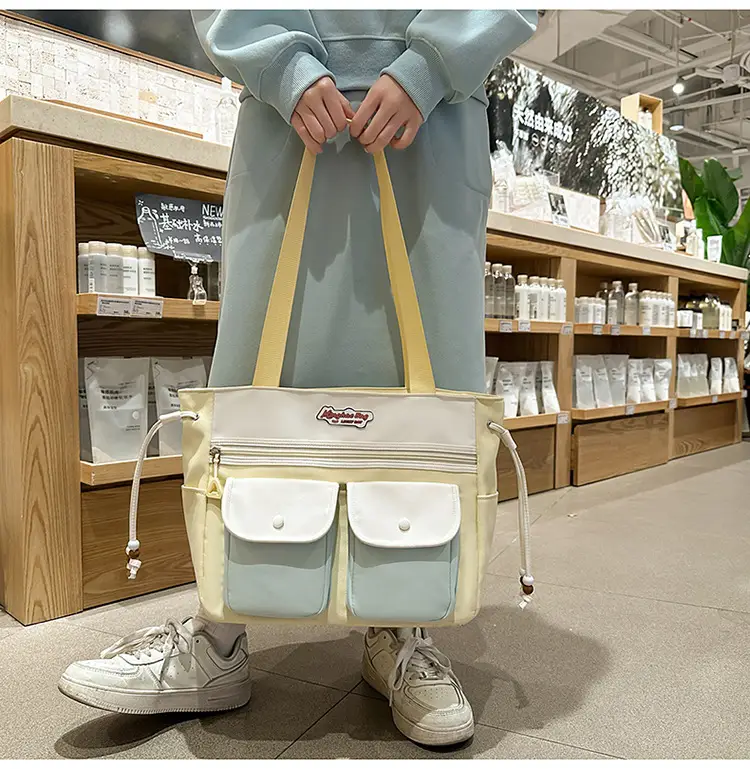 Cute Pink & Beige Shoulder Bag for Students & Travel — feature 18