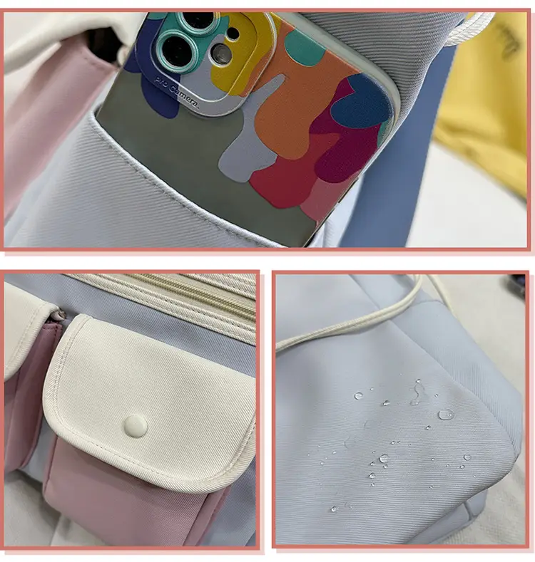 Cute Pink & Beige Shoulder Bag for Students & Travel — feature 7