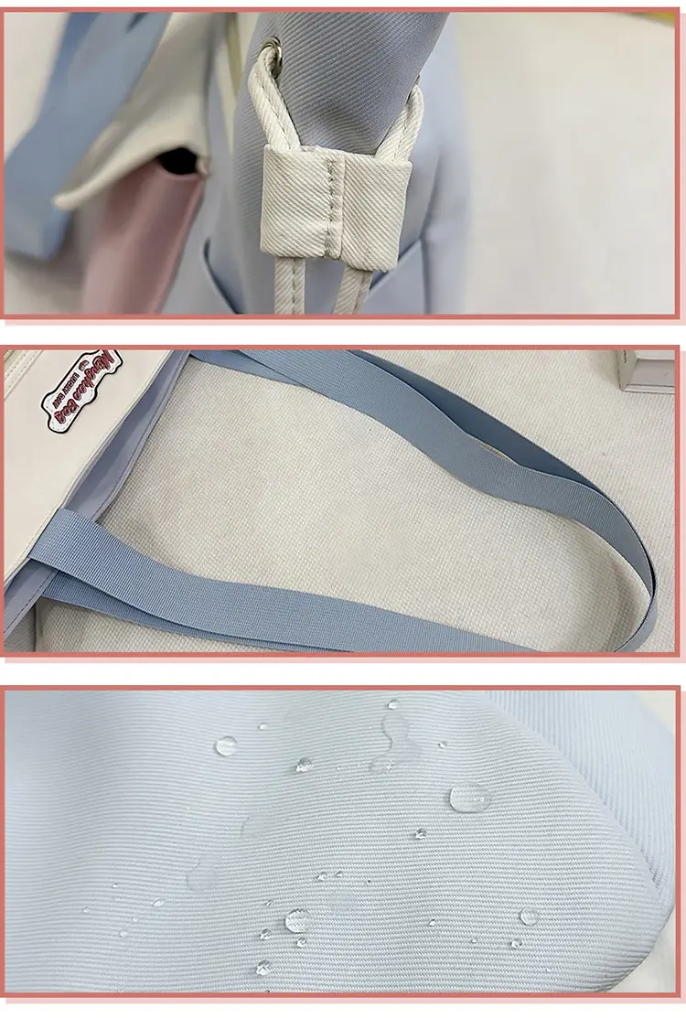 Cute Pink & Beige Shoulder Bag for Students & Travel — feature 8