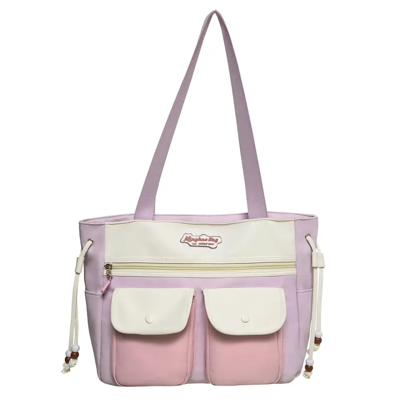 Cute Pink & Beige Shoulder Bag for Students & Travel