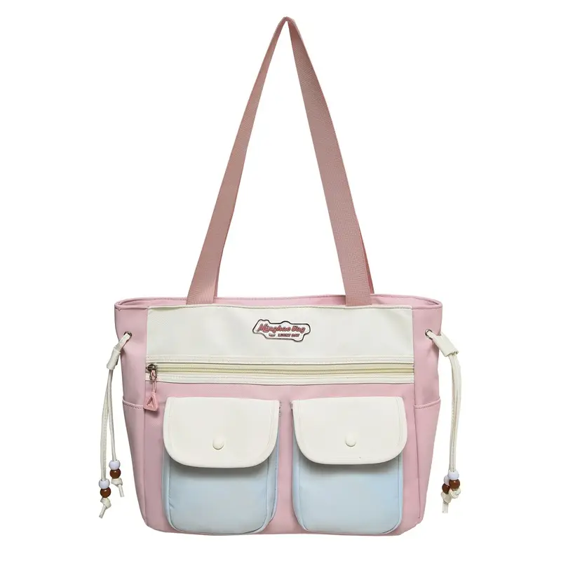Cute Pink & Beige Shoulder Bag for Students & Travel