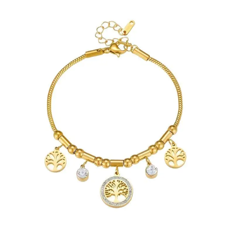 Gold Titanium Tree of Life Pendant Bracelet - Image 6