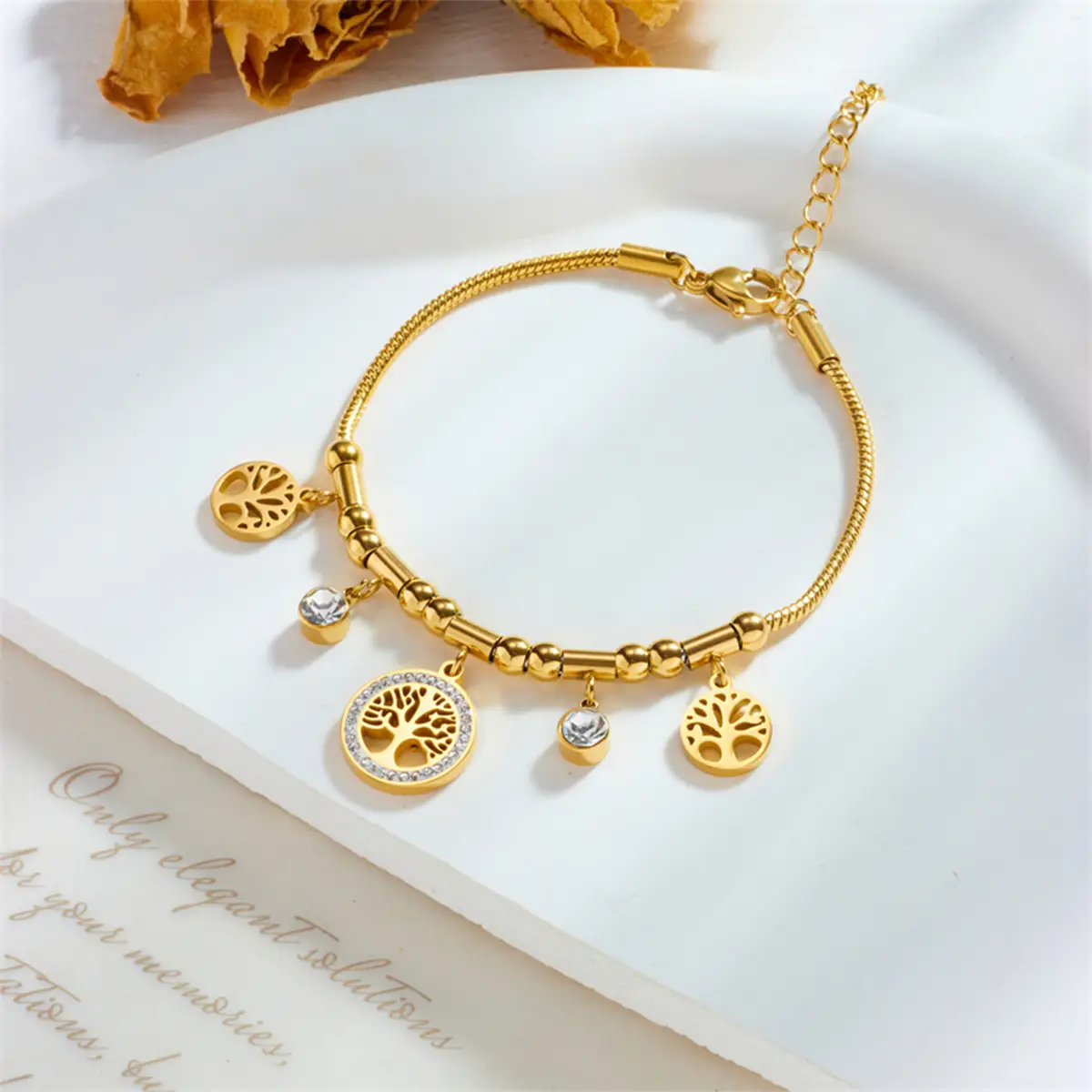 Gold Titanium Tree of Life Pendant Bracelet β feature 4