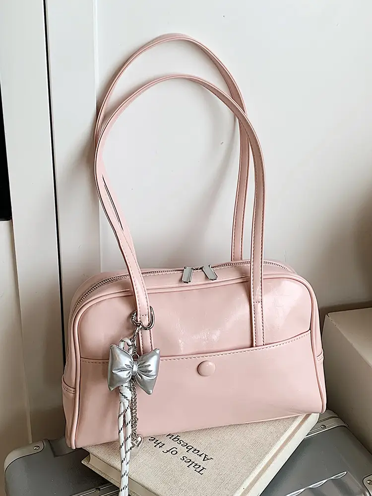 Pink Korean Style Shoulder Bag with Chain Strap