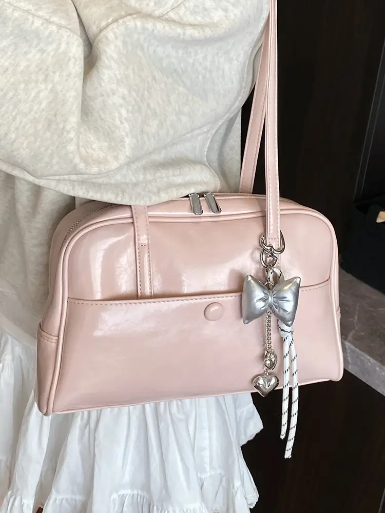 Pink Korean Style Shoulder Bag with Chain Strap
