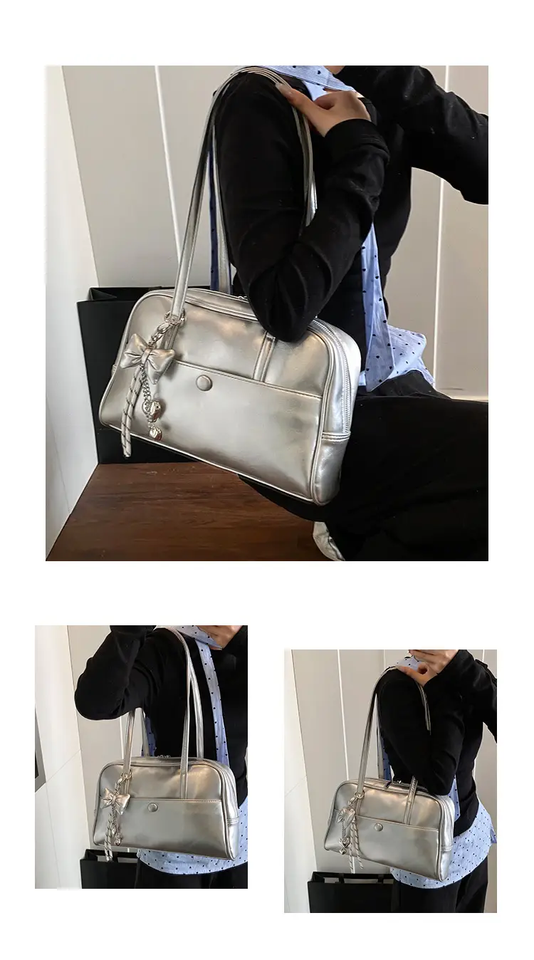 Pink Korean Style Shoulder Bag with Chain Strap — feature 13