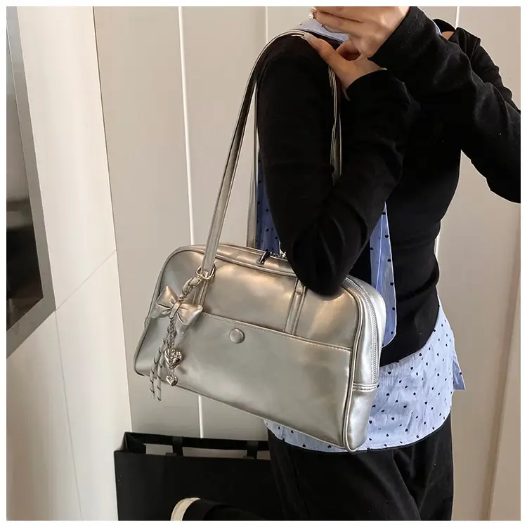 Pink Korean Style Shoulder Bag with Chain Strap — feature 21