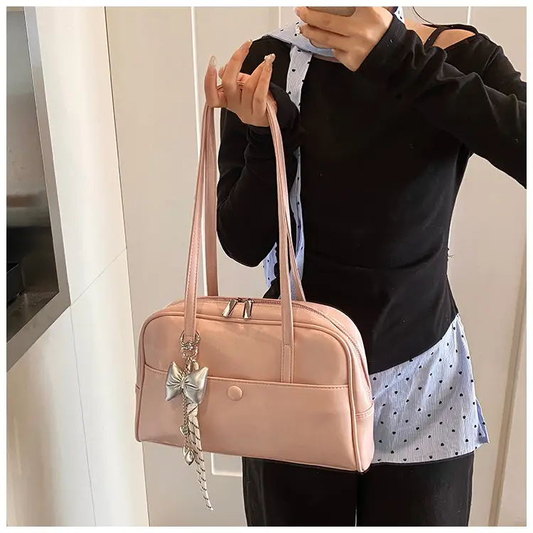 Pink Korean Style Shoulder Bag with Chain Strap — feature 23