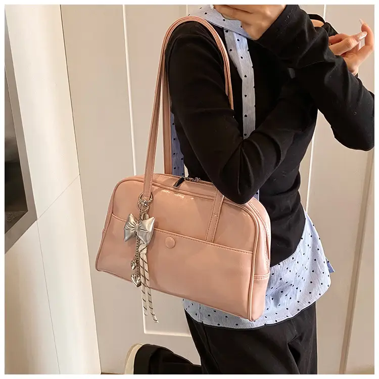 Pink Korean Style Shoulder Bag with Chain Strap — feature 24