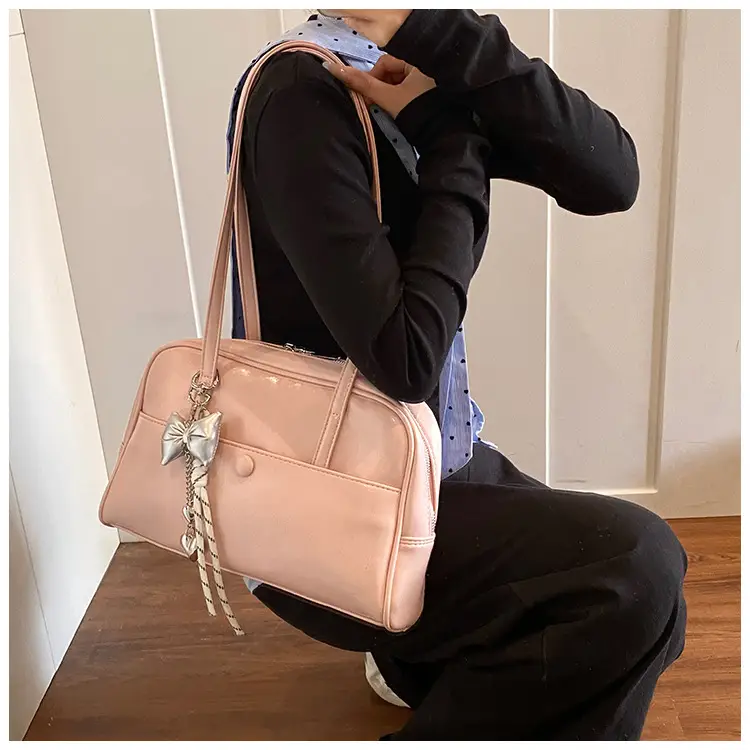 Pink Korean Style Shoulder Bag with Chain Strap — feature 25
