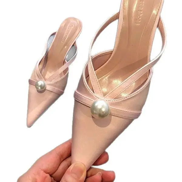 2025 French Satin Pearl Pointed Heels for Women - Image 7