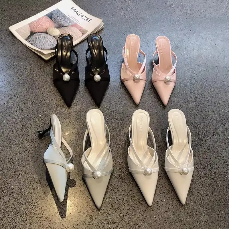 2025 French Satin Pearl Pointed Heels for Women — feature 2