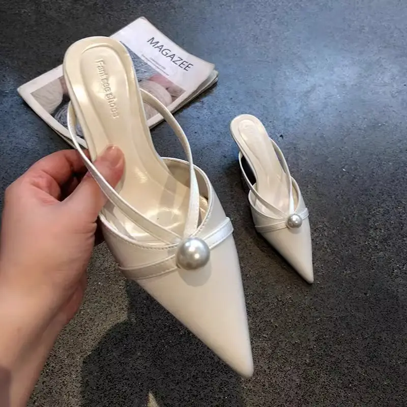 2025 French Satin Pearl Pointed Heels for Women — feature 6