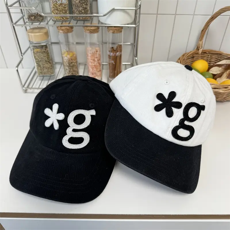 Black Embroidered Peak Cap with White Logo - Image 5