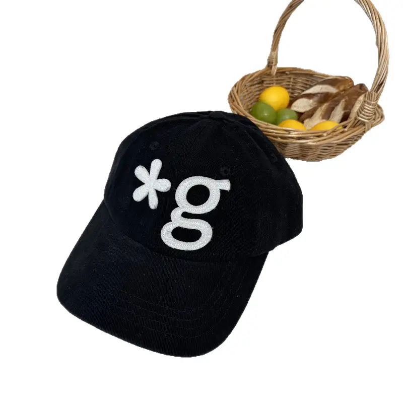 Black Embroidered Peak Cap with White Logo - Image 7