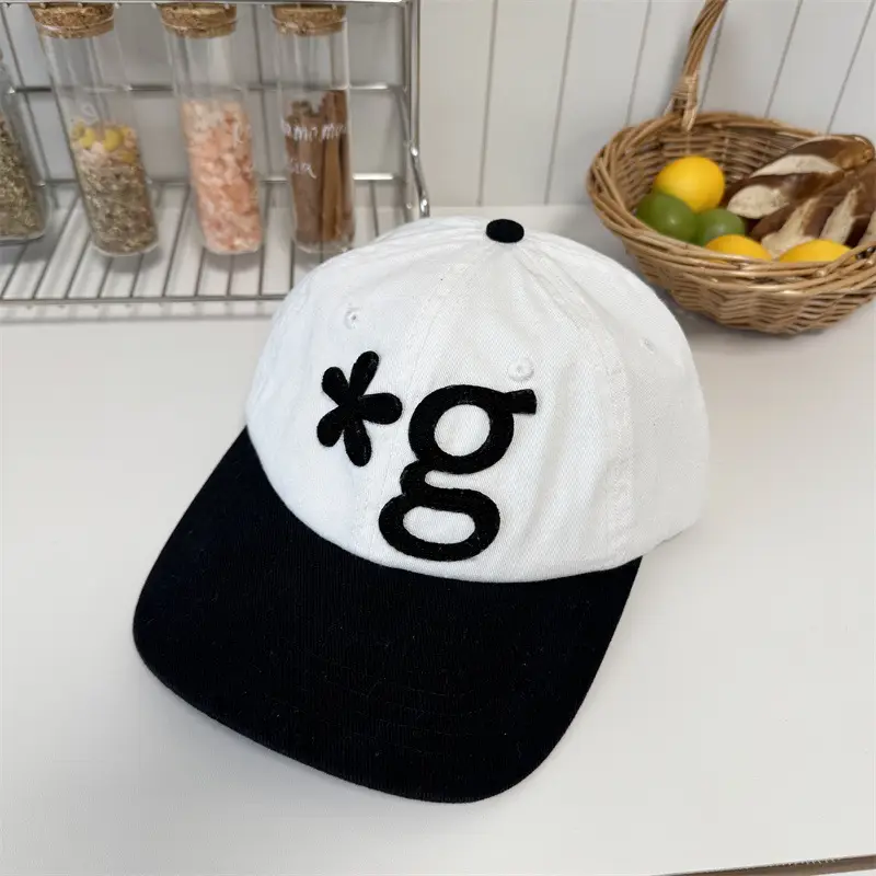 Black Embroidered Peak Cap with White Logo - Image 2