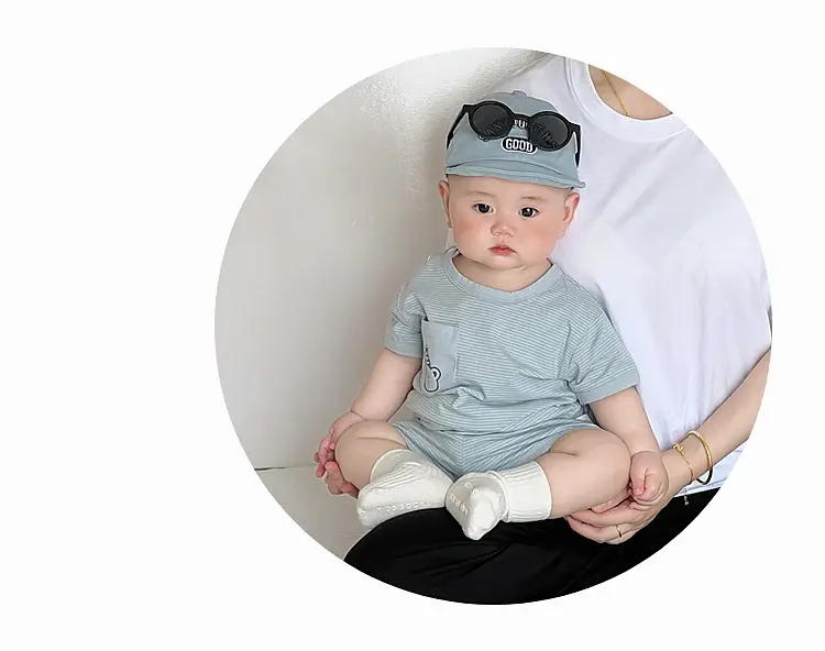 Baby Boys Summer Suit Gray Black Two-Piece Set — feature 13