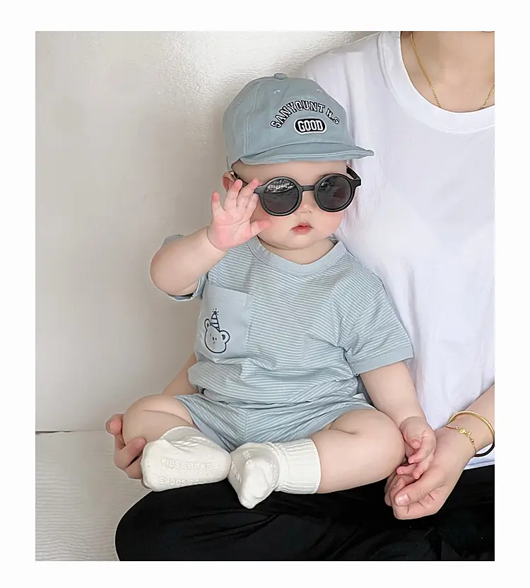 Baby Boys Summer Suit Gray Black Two-Piece Set — feature 14