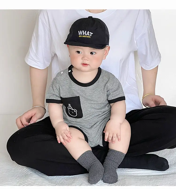 Baby Boys Summer Suit Gray Black Two-Piece Set — feature 18