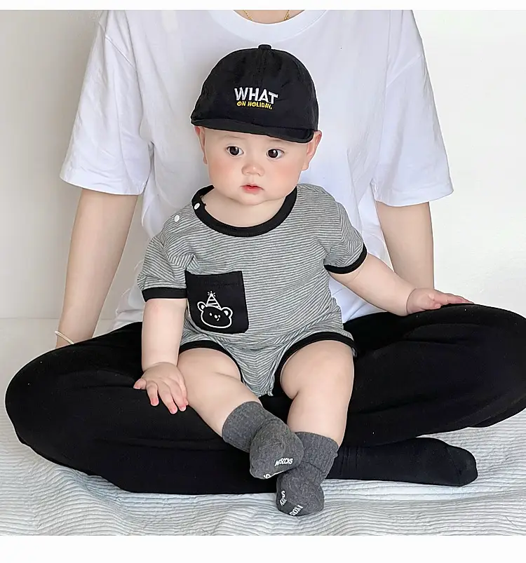 Baby Boys Summer Suit Gray Black Two-Piece Set — feature 19