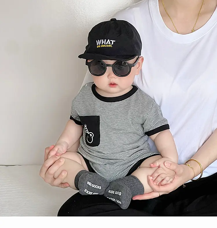 Baby Boys Summer Suit Gray Black Two-Piece Set — feature 20