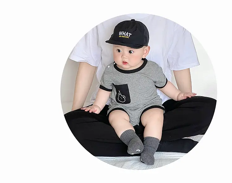 Baby Boys Summer Suit Gray Black Two-Piece Set — feature 21