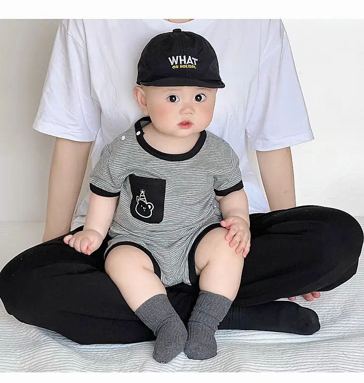 Baby Boys Summer Suit Gray Black Two-Piece Set — feature 23