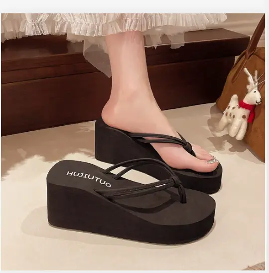Women's Eva Flip-Flops for Outdoor Wear, European and American Style High Heels, Summer Sandals, Thick-Soled Height-Increasing Summer Slippers - Image 5