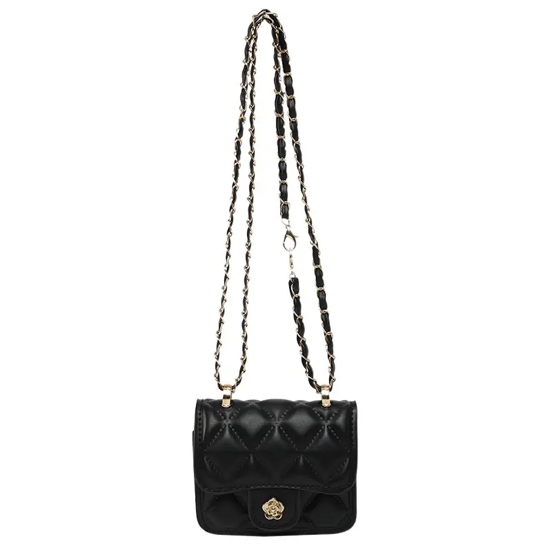 Black Quilted Mini Chain Shoulder Bag for Women - Image 10