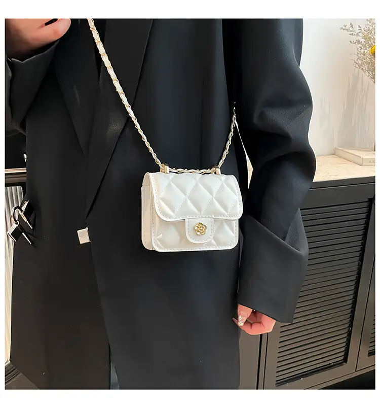 Black Quilted Mini Chain Shoulder Bag for Women — feature 13